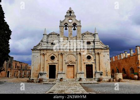 Église du monastère, Monastère Arkadi, Moni Arkadi, Monument national, Crète, Grèce Banque D'Images