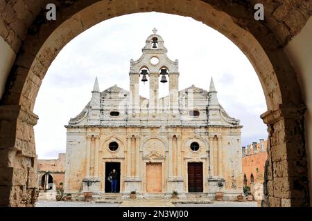 Église du monastère, Monastère Arkadi, Moni Arkadi, Monument national, Crète, Grèce Banque D'Images