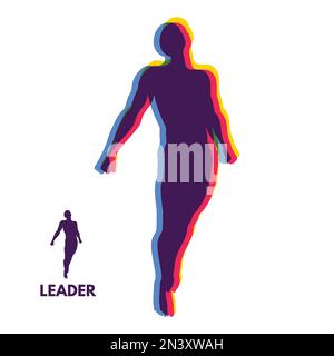 Concept de leadership. Croissance personnelle et de carrière. Concept d'entreprise de démarrage. Début d'idées d'affaires. Silhouettes d'hommes. Vector Illustration. Illustration de Vecteur