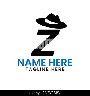Letter Z Gentlemen Hat logo Design concept avec Cowboy Hat Icon Template Illustration de Vecteur