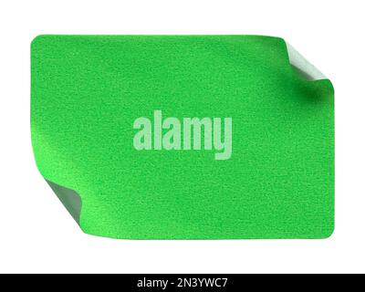 Étiquette en papier rectangulaire verte isolée sur fond blanc. Banque D'Images