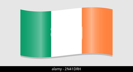 Drapeau de l'Irlande. Drapeau irlandais avec ombre sur fond gris clair. Vert, blanc, orange. Illustration vectorielle. Illustration de Vecteur