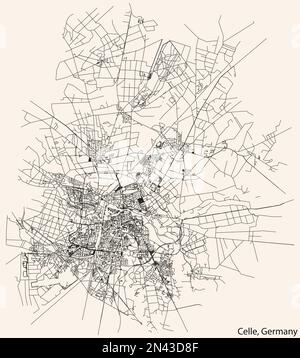 Carte des rues de CELLE, ALLEMAGNE Illustration de Vecteur