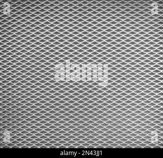 Texture en maille de métal noir et blanc avec cellules diagonales. Banque D'Images