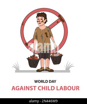 Affiche de la Journée mondiale contre le travail des enfants Illustration de Vecteur