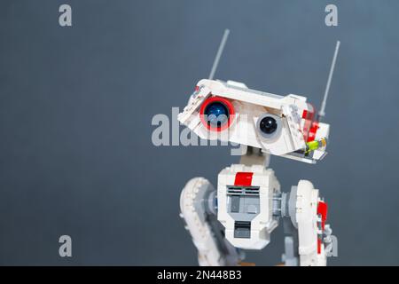 Robot BD-1 Star Wars en Lego Bricks Banque D'Images