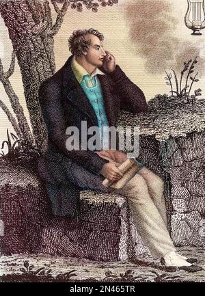 Portrait de George Gordon Byron (1788-1824) - Portrait de George Gordon Noel, 6E Baron Byron dit Lord Byron (1788-1824), poete romantique anglais. Banque D'Images