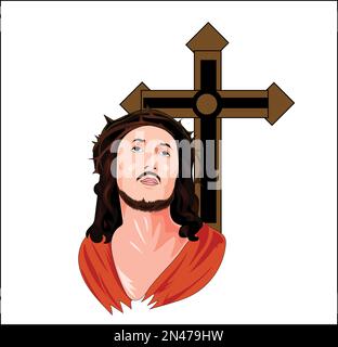 Jésus christ et signe derrière lui illustration vectorielle Illustration de Vecteur