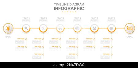 Modèle d'entreprise de l'infographie. Calendrier de diagramme de la Time-Line moderne en 5 étapes avec cercle et sujets. Présentation du concept. Illustration de Vecteur