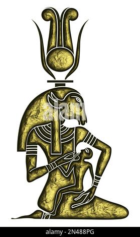 Divinité égyptienne - Isis avec Horus l'enfant - guérison la divinité est particulièrement invoquée dans la guérison des enfants Banque D'Images