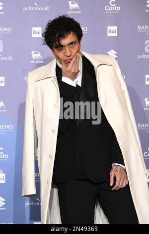 San Remo, Italie. 08th févr. 2023. Sanremo, 73rd Festival de la chanson italienne, Photocall Tananai crédit: Agence de photo indépendante/Alamy Live News Banque D'Images