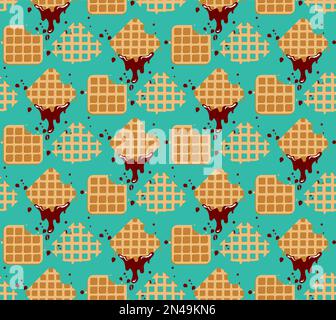 Motif vectoriel sans coutures gaufres. Mets sucrés et délicieux Illustration de Vecteur