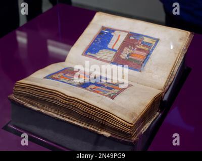 Le premier Sarajevo Haggadah, l'un des plus anciens séfarades Haggadahs dans le monde, originaire de Barcelone vers 1350. Banque D'Images