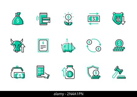 Affaires et finances - ensemble d'icônes de style design de ligne moderne Illustration de Vecteur