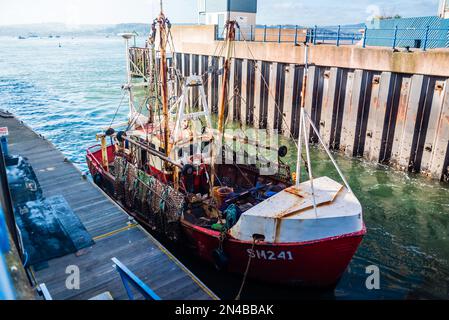 Pêche Trawler amarré à Exmouth Marina. Banque D'Images