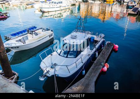 Exmouth Marina avec bateaux amarrés. Banque D'Images