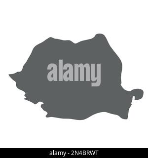 Roumanie - carte des silhouettes gris lisse de la zone du pays. Illustration simple à vecteur plat. Illustration de Vecteur