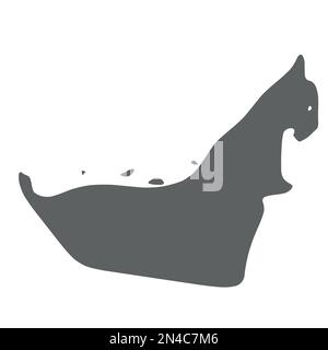 Emirats Arabes Unis, eau - carte de silhouette gris lisse de la région du pays. Illustration simple à vecteur plat. Illustration de Vecteur