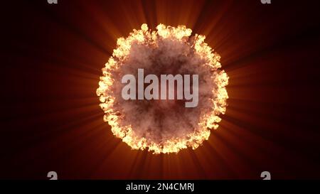 3D rendu d'une série d'ondes de choc spectaculaires provenant d'une explosion isolée sur fond noir. Vue de dessus de la fumée abstraite et de l'énergie wav Banque D'Images