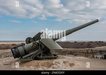 Pistolet de six pouces sur batterie Gunnison, Foprt Hancock, Sandy Hook New Jersey USA, Highlands, New Jersey Banque D'Images