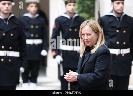 Rome, Italie. 08th févr. 2023. Rome 08/02/2023 le Premier ministre Giorgia Meloni reçoit le Président de la République fédérale de Somalie, Hassan Sheikh Mohamud au Palazzo Chigi usage éditorial seulement crédit: Agence photo indépendante/Alamy Live News Banque D'Images