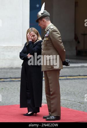 Rome, Italie. 08th févr. 2023. Rome 08/02/2023 le Premier ministre Giorgia Meloni reçoit le Président de la République fédérale de Somalie, Hassan Sheikh Mohamud au Palazzo Chigi usage éditorial seulement crédit: Agence photo indépendante/Alamy Live News Banque D'Images