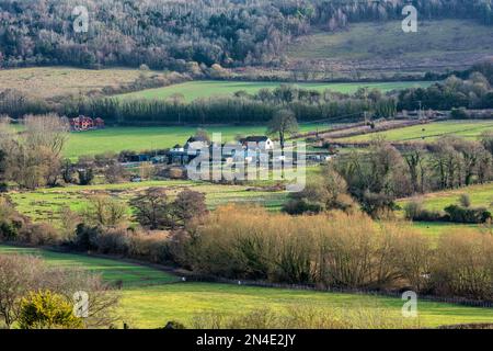 Vue sur Shoreham et la vallée de Darent dans le Kent, Angleterre Banque D'Images