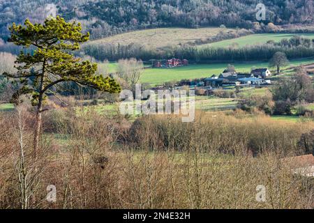 Vue sur Shoreham et la vallée de Darent dans le Kent, Angleterre Banque D'Images