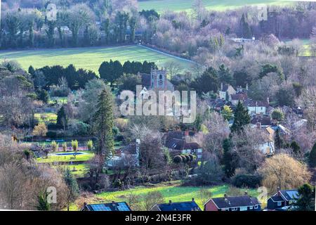 Vue sur Shoreham et la vallée de Darent dans le Kent, Angleterre Banque D'Images