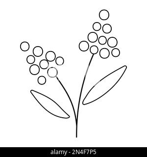 Icône de fleurs noires et blanches vectorielles. Première floraison plantes contour illustration ou page de coloriage. Clip à motif fleuri Joli printemps abstrait verdure isola Illustration de Vecteur