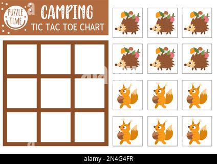 Graphique de la pointe du tac de forêt vectorielle avec un mignon hérisson et écureuil. Terrain de jeu Woodland avec animaux. Feuille de travail amusante et imprimable pour les enfants. N Illustration de Vecteur