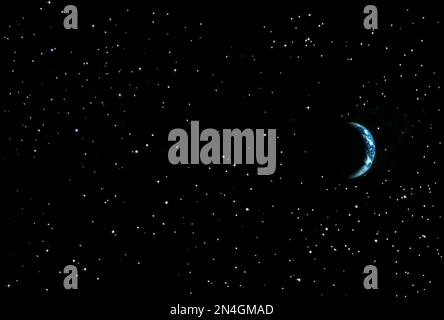 CRESCENT TERRE ÉTOILE NOIRE NUIT CIEL Banque D'Images