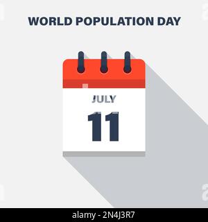 Journée mondiale de la population, 11 juillet, icône calendrier. Date. Illustration de Vecteur