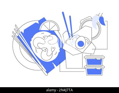 Illustration vectorielle abstraite du concept de cuisine thaïlandaise. Illustration de Vecteur