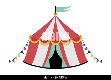 Icône représentant une tente de cirque vectorielle. Parc d'attractions de marquise, clipart isolé sur fond blanc. Adorable arène festivaliers à rayures. Illustration de la structure du Street show Illustration de Vecteur