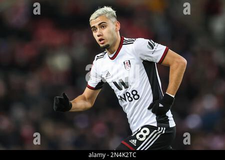 Andreas Pereira #18 de Fulham lors de la coupe Emirates FA quatrième tour replay match Sunderland vs Fulham au stade de Light, Sunderland, Royaume-Uni, 8th février 2023 (photo de Mark Cosgrove/News Images) Banque D'Images