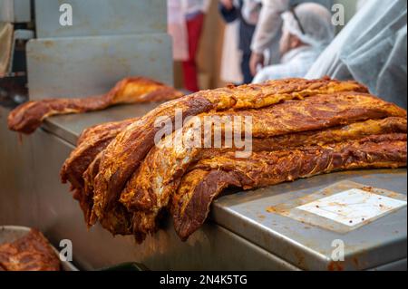 Production de jambon ibérique (jambon fumé), Puerto Gil, Espagne Banque D'Images