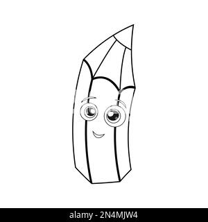 Illustration de crayon vecteur mignon pour livre de coloriage. Page de livre de coloriage pour le plaisir. Un joli design pour l'éducation. Crayon isolé sur fond blanc. Crayon Illustration de Vecteur