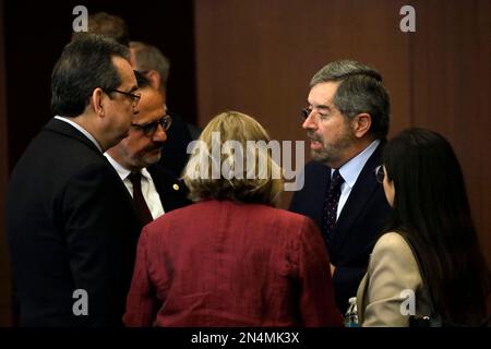 Mexico, Mexique. 8th févr. 2023. Le représentant du Mexique auprès de l'Organisation des Nations Unies, Juan RamÃ³n de la Fuente, à l'ouverture de la retraite de médiation "Amérique latine et Caraïbes" au Ministère des affaires étrangères de Mexico. Crédit : ZUMA Press, Inc./Alay Live News Banque D'Images