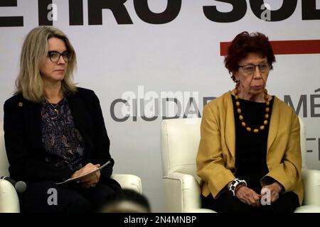 Mexico, Mexique. 8th févr. 2023. L'Ambassadeur de Norvège au Mexique, Ragnhild Imerslund et le sous-secrétaire aux Affaires étrangères du Mexique, Carmen Moreno Toscano, à l'inauguration de la retraite de médiation "Amérique latine et Caraïbes" au Secrétaire des relations extérieures à Mexico. Crédit : ZUMA Press, Inc./Alay Live News Banque D'Images