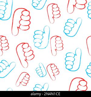 Motif sans couture de type craie et détestant les icônes. Motif semblable et détestant sans couture sur fond blanc. Illustration de Vecteur