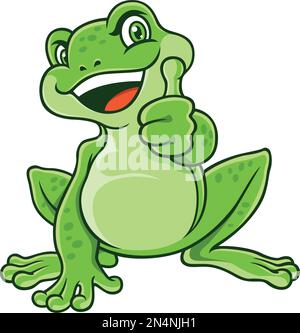 Personnage grenouille avec Smile et Thumbs Up Illustration de Vecteur