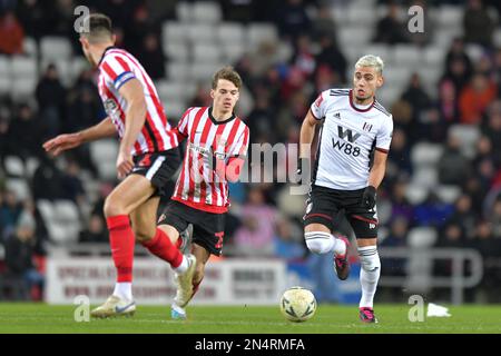 Sunderland, Royaume-Uni. 8th février 2023Fulham le FC Andreas Pereira attaque lors de la répétition ronde de la FA Cup 4th entre Sunderland et Fulham au Stade de Light, Sunderland, le mercredi 8th février 2023. (Photo : Scott Llewellyn | MI News) Credit: MI News & Sport /Alay Live News Banque D'Images