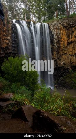 Un paysage une exposition de longue durée de Trentham cascades route à Victoria, Australie, prise de vue verticale Banque D'Images