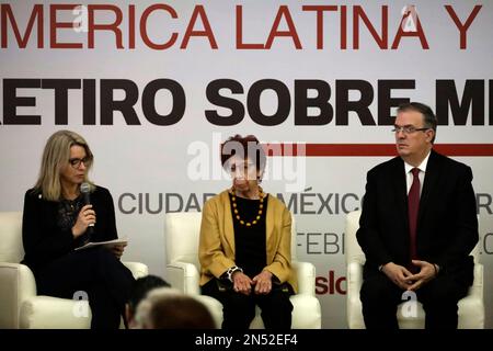 Non exclusif: 8 février 2023, Mexico, Mexique: L'ambassadeur norvégien au Mexique, Ragnhild Imerslund; le sous-secrétaire des relations étrangères Banque D'Images