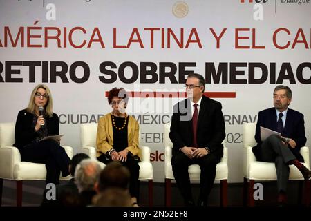 Non exclusif: 8 février 2023, Mexico, Mexique: L'ambassadeur norvégien au Mexique, Ragnhild Imerslund; le sous-secrétaire des relations étrangères Banque D'Images
