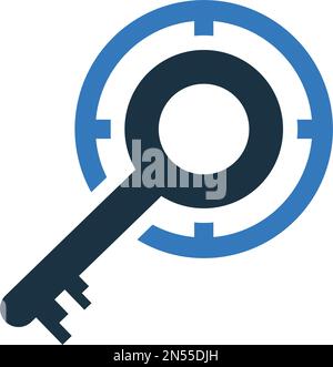 Le libellé clé, icône de cible, est isolé sur fond blanc. Utilisation à des fins graphiques et de conception de sites Web ou à des fins commerciales. Fichier EPS vectoriel. Illustration de Vecteur