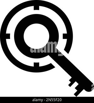 Le libellé clé, icône de cible, est isolé sur fond blanc. Utilisation à des fins graphiques et de conception de sites Web ou à des fins commerciales. Fichier EPS vectoriel. Illustration de Vecteur