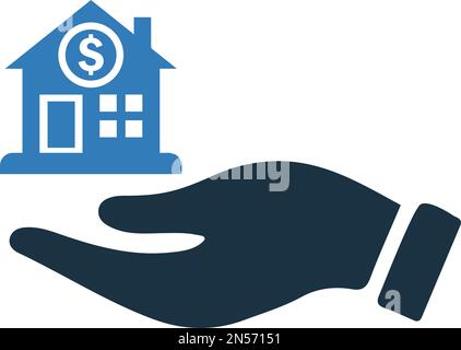 Refinancer, prêt hypothécaire, icône de dette. Utilisation à des fins commerciales, sur des supports d'impression, sur le Web ou tout type de projet de conception. Illustration de Vecteur
