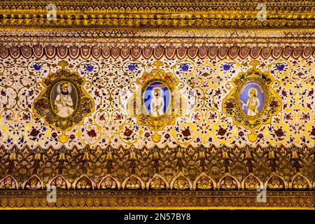 Audience Hall, magnifiques intérieurs, majestueux fort Meherangarh, Jodpur, Jodpur, Rajasthan, Inde Banque D'Images